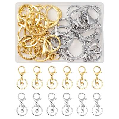 12Pcs 2 Colors Iron Alloy Lobster Claw Clasp Keychain