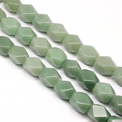 Natural Green Aventurine Faceted Rhombus Beads Strands
