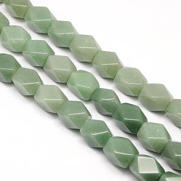 Natural Green Aventurine Faceted Rhombus Beads Strands