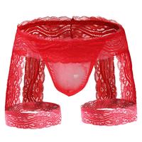 Men's Lingerie Panties Lace Tirm Bulge Pouch G-String Thongs Underwear with Garter Unisex Underwear Menswear Sexy Stretchy Sw...