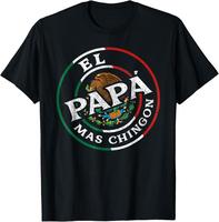 pure cotton graphic round neck tees for men Father's Day El Papa Mas Chingon Funny Mexican Dad Spanish T-Shirt Casual Shortsl...