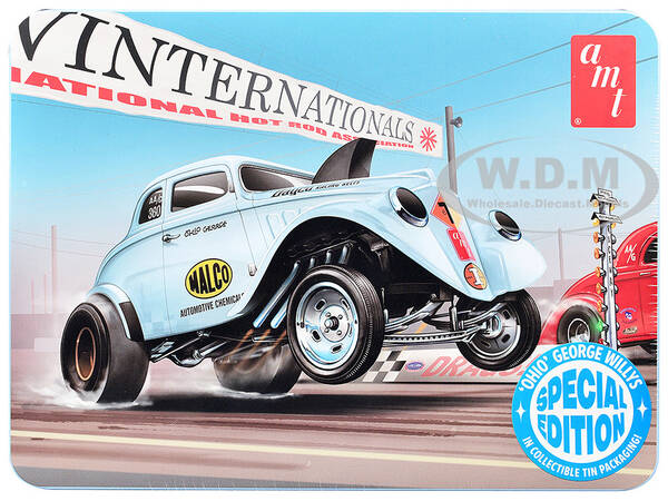 Skill 2 Model Kit 1933 Willys Gasser Ohio George with Collectible Tin Packaging 1/25 Scale Model by AMT