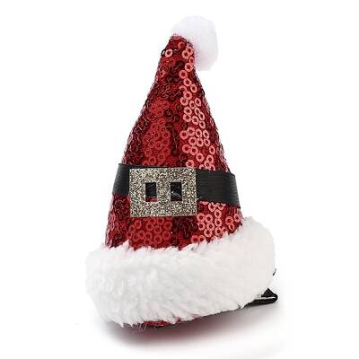 Sequins Christmas Hat Polyester Alligator Hair Clips for Women Girl