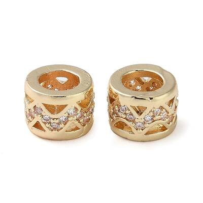 Rack Plating Brass with Cubic Zirconia European Beads