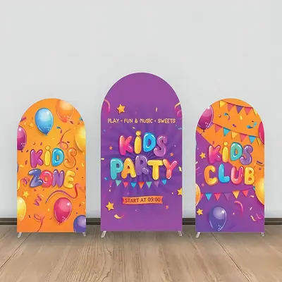 Kid Club Balloon Flag Purple Party Arch Backdrop Kit - Aperturee