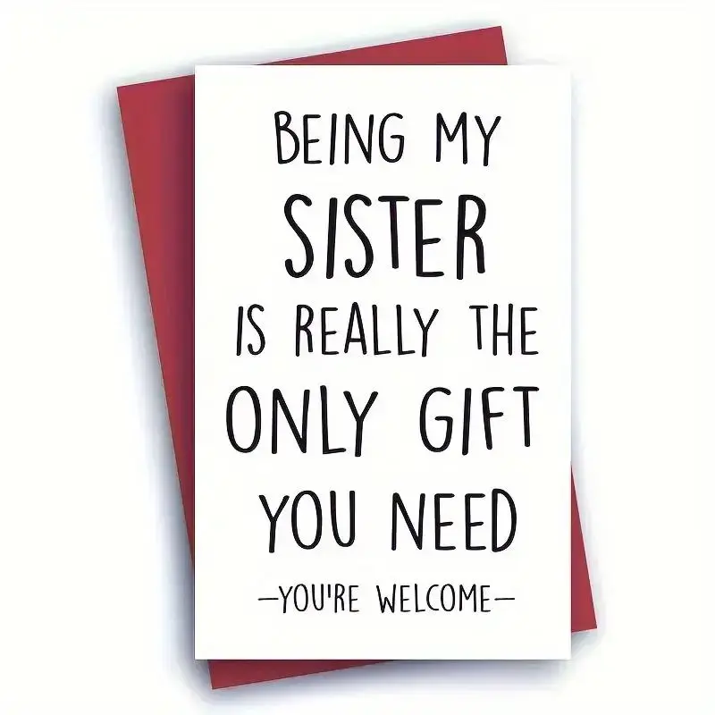Funny Birthday Card for Sister, 1 Count Humorous Birthday Greeting Card with Envelope, Sister Gifts, Personalized Sister Bir...