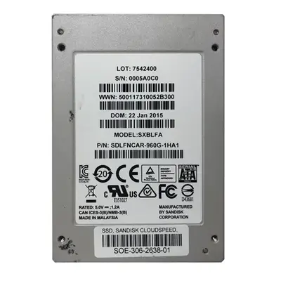 SDLFNCAR-960G-1HA1 SanDisk CloudSpeed Eco 960GB Multi-Level Cell SATA 6Gb/s 2.5-Inch Solid State Drive