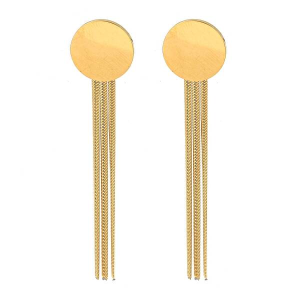 Ion Plating(IP) Golden 304 Stainless Steel Dangle Stud Earrings