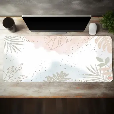 Keyboard Mat Boho Pastel Painting Mousepad, 1 Count Green Plant Abstract Accessories Desk Pad Mouse Mat, Desk Mat for Desktop...