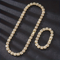 Iced-Out Hip Hop Chain Necklace - 10mm Square Link, Bling Fashion Charm Jewelry for Men & Women