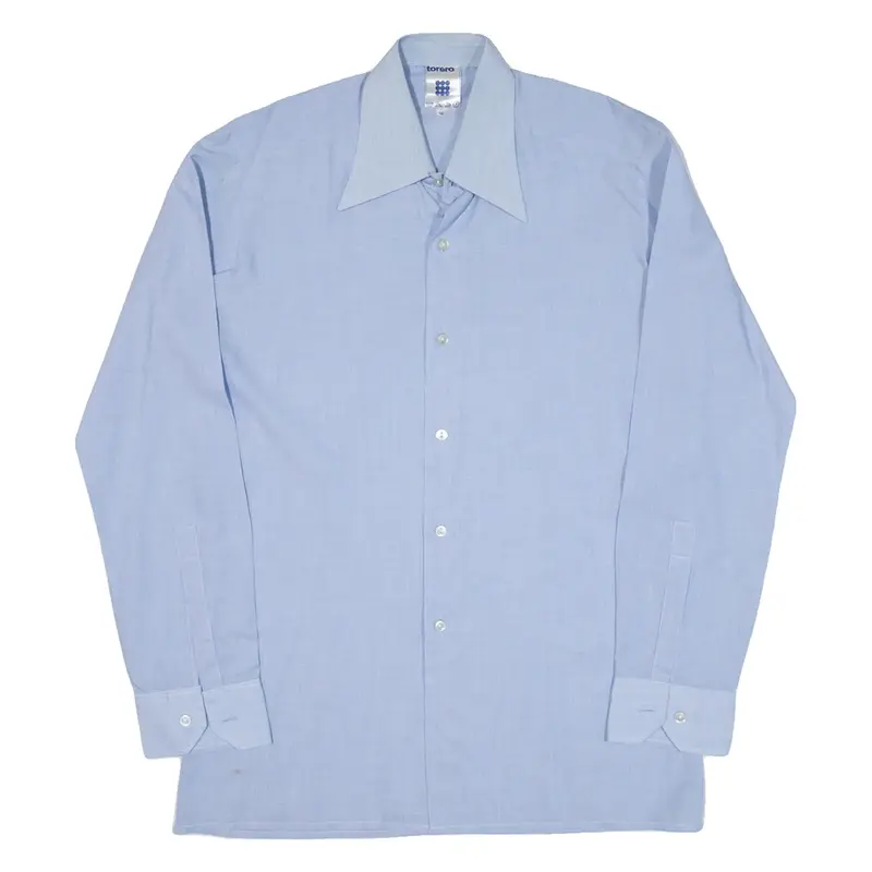 Mens Plain Shirt Blue Long Sleeve M