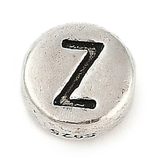 925 Sterling Silver Flat Round with Letter Beads