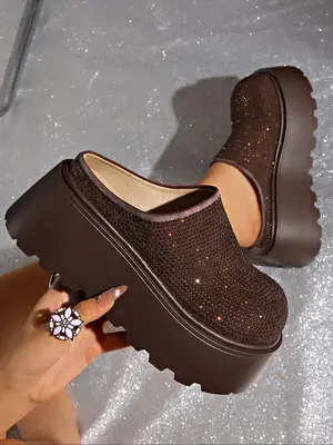 Women's Fashionable Solid Color Velvet Muller Slippers, Casual Comfortable Fluffy Lined Slippers for Indoor & Outdoor Wear, F...