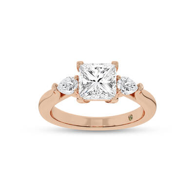 Bruges Three Stone Princess Cut Lab Grown Diamond Engagement Ring | 10K Rose Gold 4 1/5 CT. TW.