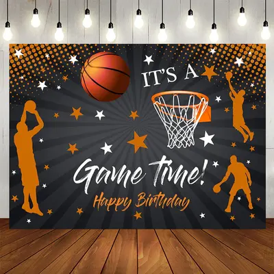 Aperturee Its A Game Time Basketball Happy Birthday Backdrop