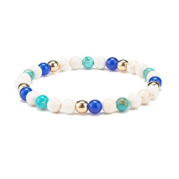 Natural & Synthetic Mixed Gemstome Round Beaded Stretch Bracelet for Women
