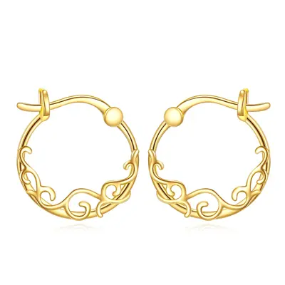14K Gold Daffodil Hoop Earrings