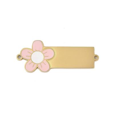 304 Stainless Steel Pink Enamel Connector Charms