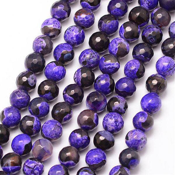 Natural Fire Crackle Agate Bead Strands