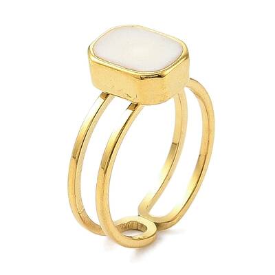 304 Stainless Steel Enamel Open Cuff Rings for Women