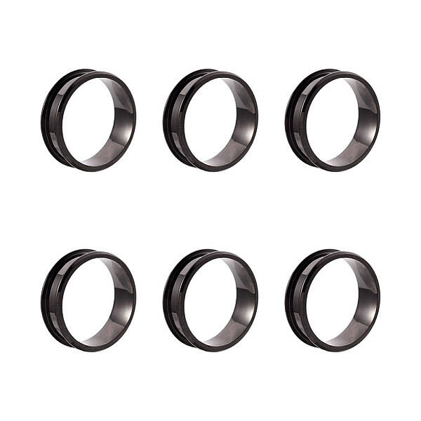6Pcs 6 Sizes Stainless Steel Grooved Finger Ring Settings