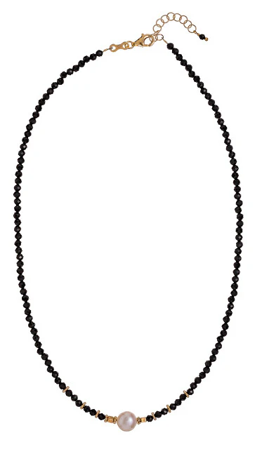 Alisia Collana Con Perle Di Spinello Nero E Perla Vera Al4107-Oro-Spinello