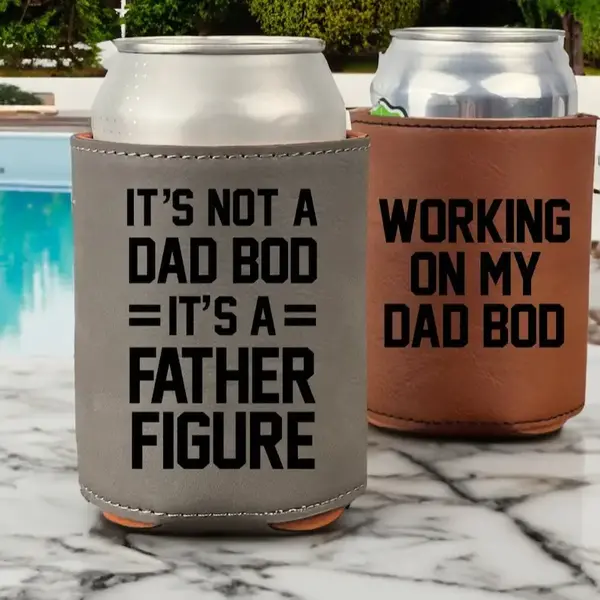 Dad Bod Can Cooler, Engraved Gift for him, Funny Fathers Day Gift, Funny New Dad Gift, First Fathers Day Gift, Leatherette En...