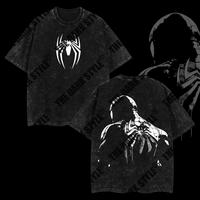 The Dark Style Dark Spidey  Double Printed Oversize Lightweight Acid Washed Tee TV Show Graphic Top Cotton Gift T-Shirt For C...