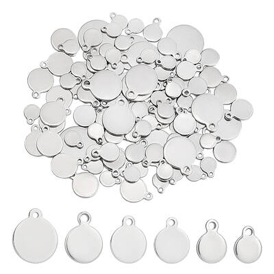 6 Style 304 Stainless Steel Blank Charms