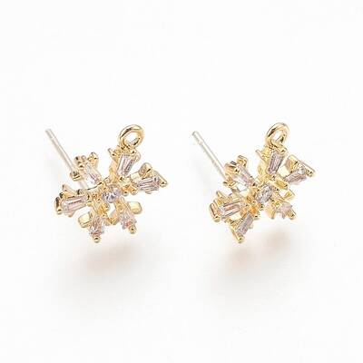 Brass Cubic Zirconia Ear Stud Findings