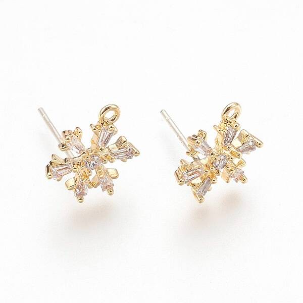 Brass Cubic Zirconia Ear Stud Findings