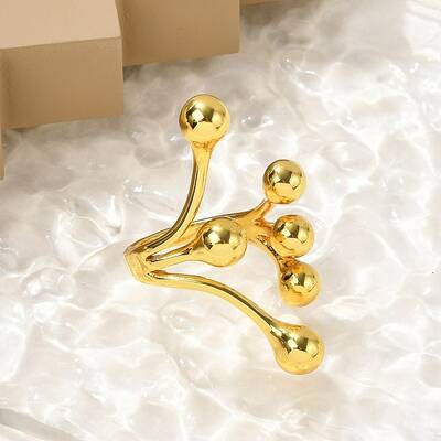 Round Ball Branching 304 Stainless Steel Open Cuff Rings for Women