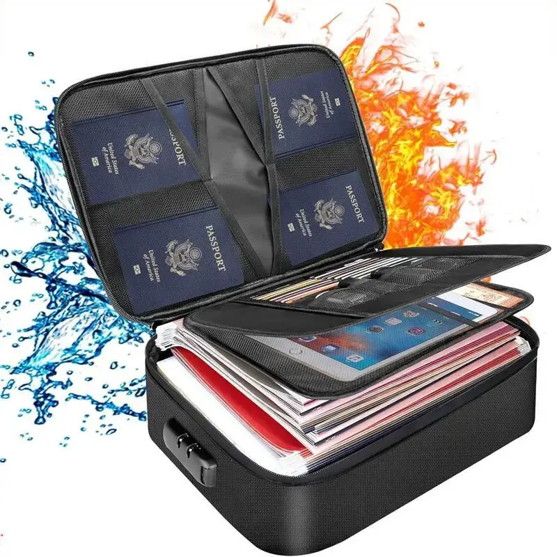 Portable Fireproof File Storage Box, 1 Count Waterproof File Organizer with Lock,  Multifunctional File  Documents Storage Bo...