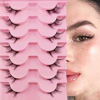 Half Eye False Eyelashes Set for Summer Gift, 7 Pairs Natural Look Curly Thick Faux Eyelashes, Portable Makeup Tool for Women...