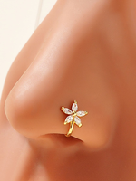 1 Piece Of Copper Flower Shaped Fake Pierced Gold  Ring Clip For Women To Go Out Parties And Birthday Gifts Valentines,Mom,Mo...