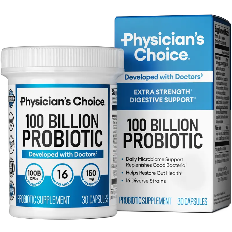 Physician's Choice 100 Billion Advanced Probiotic with 100B CFUs & 16 Strains + Prebiotics - Supports Digestion, Gas & Bloati...