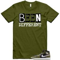 Jordan 1 Sequoia Olive Green Black White Mid Shirt Match BEEN, 1 Sequoia Olive Outfit, Funny Design to Match Sneakers, Menswe...