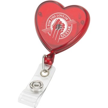 100 Custom Heart Shaped Retractable Badge Reel Holder - 34