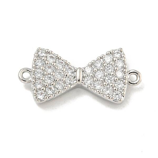 Brass Micro Pave Clear Cubic Zirconia Connector Charms
