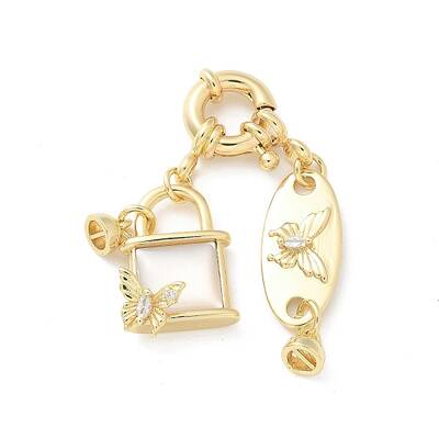 Brass Micro Pave Clear Cubic Zirconia Spring Ring Clasps