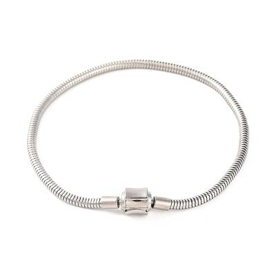 Tarnish Resistant 304 Stainless Steel Round Snake Chain Bracelets with Clasps