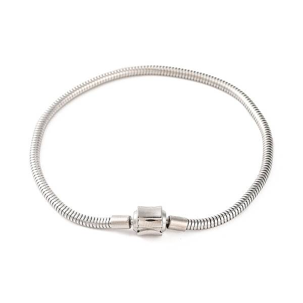 Tarnish Resistant 304 Stainless Steel Round Snake Chain Bracelets with Clasps