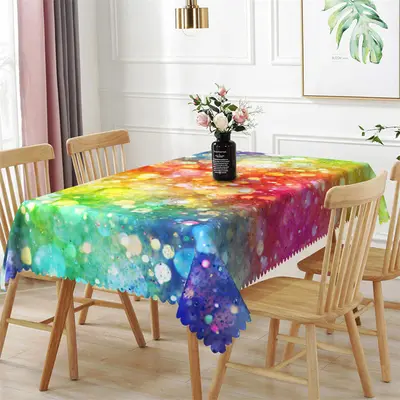 Colorful Light Spots Bokeh Rectangle Tablecloth - Aperturee