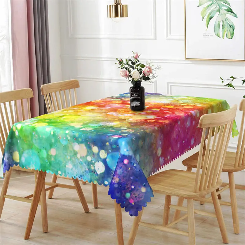 Colorful Light Spots Bokeh Rectangle Tablecloth - Aperturee