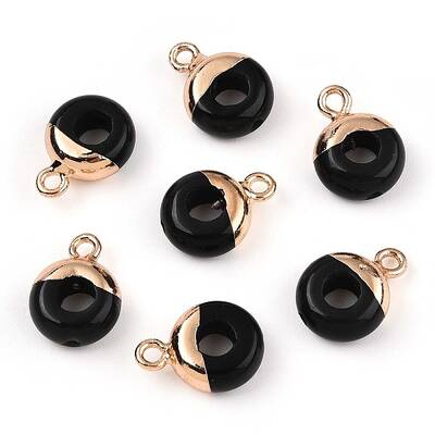 Natural Obsidian Flat Round/Donut Charms