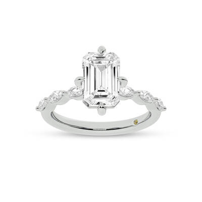 Cabo Emerald Cut Lab Grown Diamond Engagement Ring | 14K White Gold 3 1/10 CT. TW.
