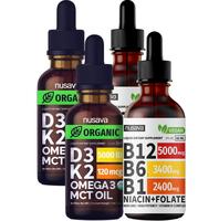 (4-Pack) Vitamin B12 Liquid Supplement with Organic Vitamin D3 K2 Drops Healthcare Edible Dietary for Optimum Energy, Brain, ...