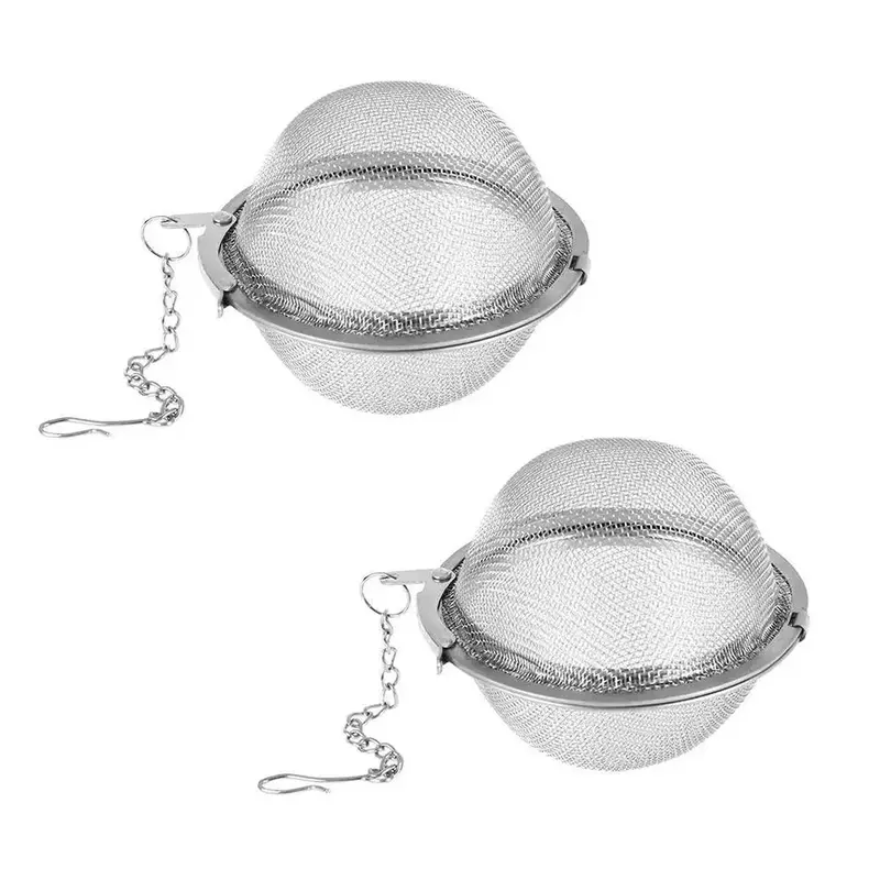 2Pcs Mesh Tea Infuser Premium Tea Filter with Extended Chain Hook for Brew Loose Leaf Tea and Spices Strainer