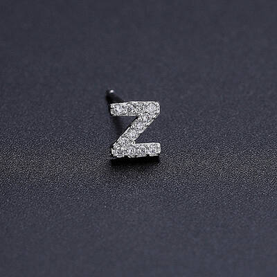 Platinum Brass Micro Pave Cubic Zirconia Stud Earrings