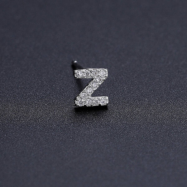 Platinum Brass Micro Pave Cubic Zirconia Stud Earrings